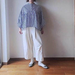 DOUDOU ラメストライプギャザー切替ブラウス WEB限定】ラメストライプギャザー切替ブラウス | DOUDOU