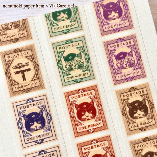 猫たちの郵便局 マスキングテープ（Stamp） マスキングテープ nemunoki