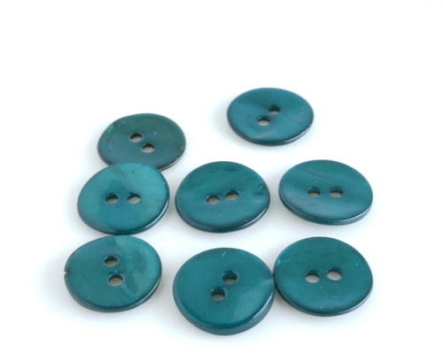 3個) 12mm カラー貝ボタン ピーコックグリーン フランス製 ＊ 天然素材