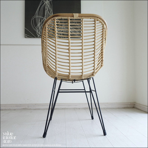 インベロップチェアN ラタンチェア イス 椅子 鉄脚 手作り 手編み 籐