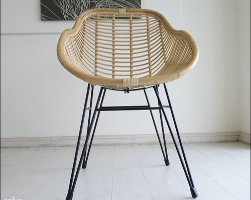 インベロップチェアN ラタンチェア イス 椅子 鉄脚 手作り 手編み 籐