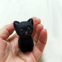 ■受注制作　羊毛フェルトの小さな子猫(黒猫)　猫グッズ　猫雑貨　 1枚目の画像