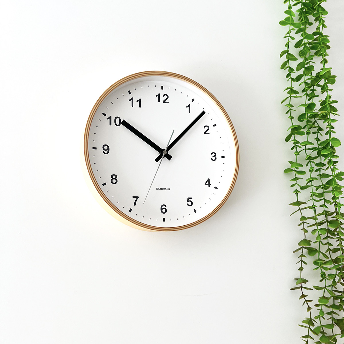 KATOMOKU plywood  clock ナチュラル km-33M 掛け時計 木製 静か