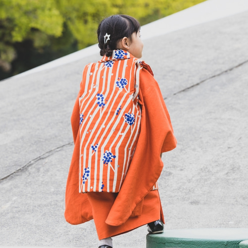 着物❗️被布❗️オレンジ❗️3歳❗️七五三 SOUBIEN レンタル 七五三 女の子 3歳 着物 被布 フルセット オレンジ