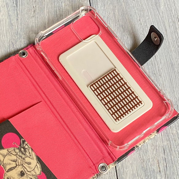 バッグの様に使えるスマホケース 手帳型 ストロベリーシーフPK（マルチタイプタイプ/全機種対応　落下防止） 7枚目の画像