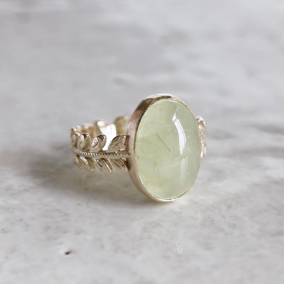 Prehnite rose leaf ring [OP730K10] 第1張的照片