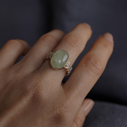 Prehnite rose leaf ring [OP730K10] 第2張的照片