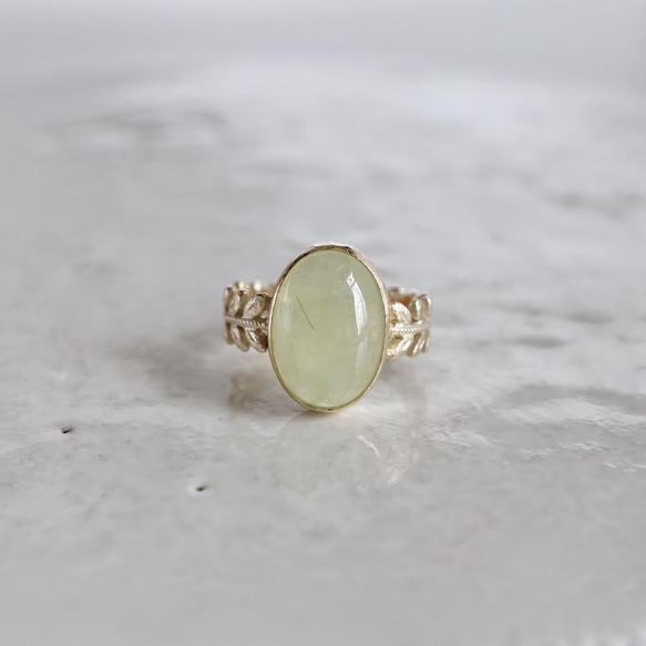 Prehnite rose leaf ring [OP730K10] 第3張的照片