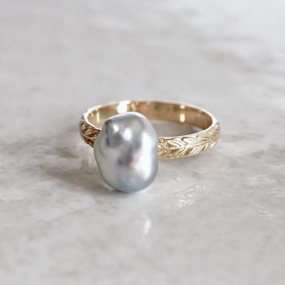 Tahitian pearl laurel ring [OP725K10] 第4張的照片