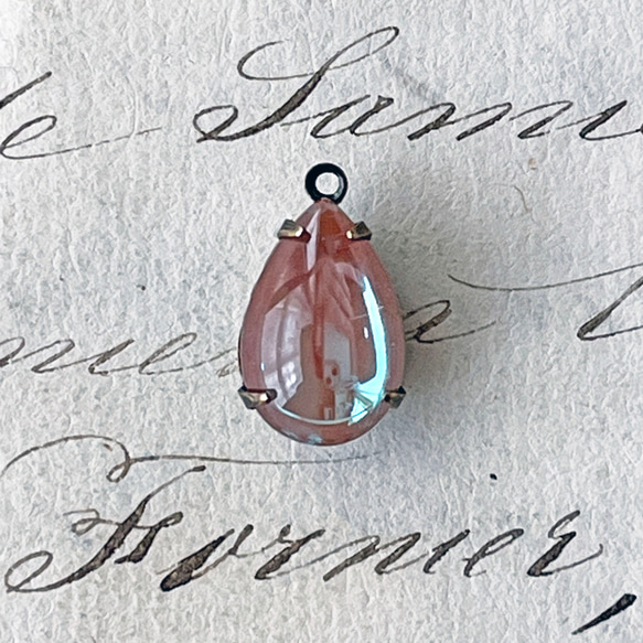 Glass Pendant Pear 約17mm×10mm [SPH-022]＊1個＊Vintage＊ 2枚目の画像