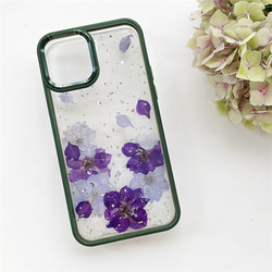 『千鳥草＆紫陽花』 iPhone15Pro/SE/Xperia5V/GALAXYS24 押し花ケース 5枚目の画像