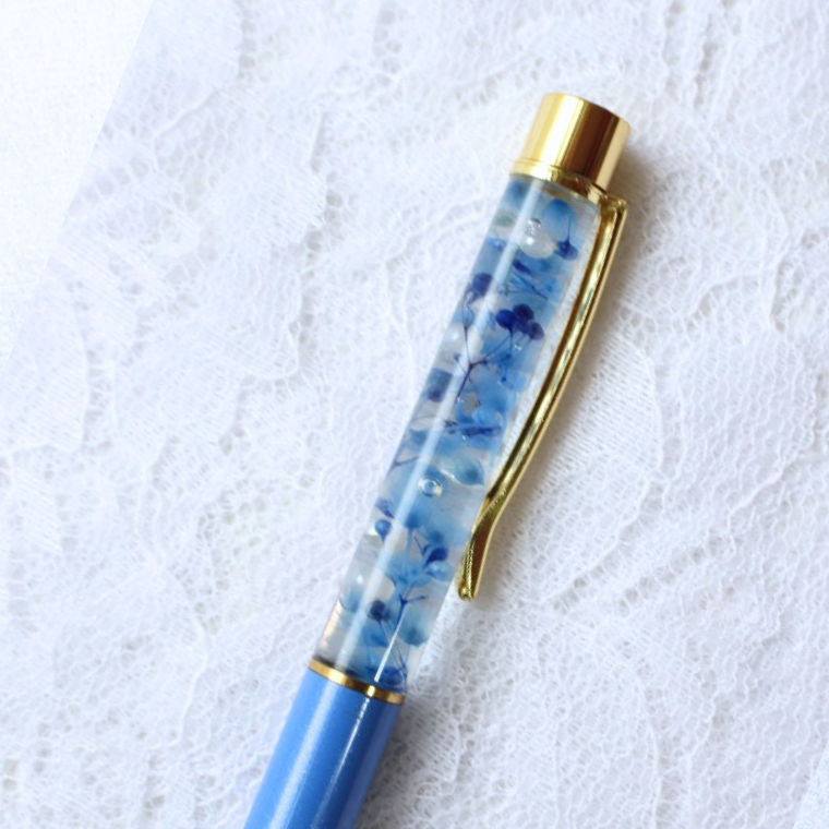 ボールペン ハーバリウム 水色 緑 黄緑 パール 白 上司 退職祝い