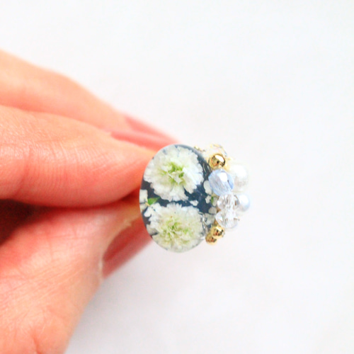 ブローチ ✩*॰本物のお花を✩*॰ ストーンつき