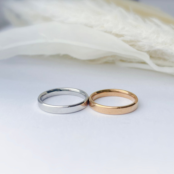 シンプルフラットリング 両面刻印 ステンレス 指輪 マリッジリング ペアリング 結婚指輪 ギフト 記念日 8枚目の画像