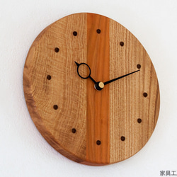 寄せ木の壁掛け時計　円形F 1枚目の画像