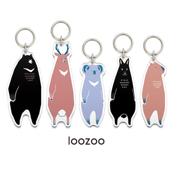 だらりとした動物たちのアクリルキーホルダー キーホルダー loozoo