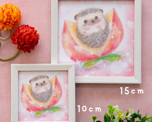 送料無料｜【複製画】「ハリ桃ちゃん」 はりねずみ パステルアート
