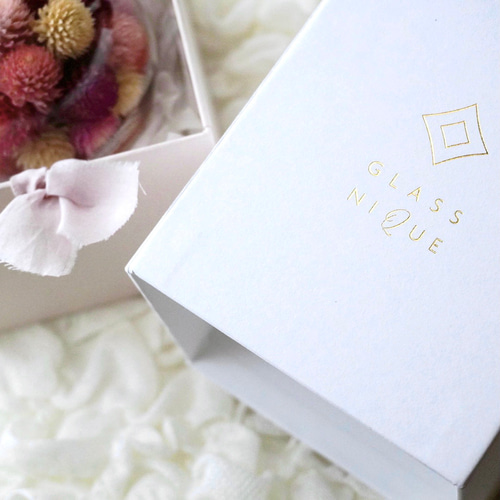 ガラスポッドの万華鏡『フラワーポッド』ドライフラワー 千日紅/white