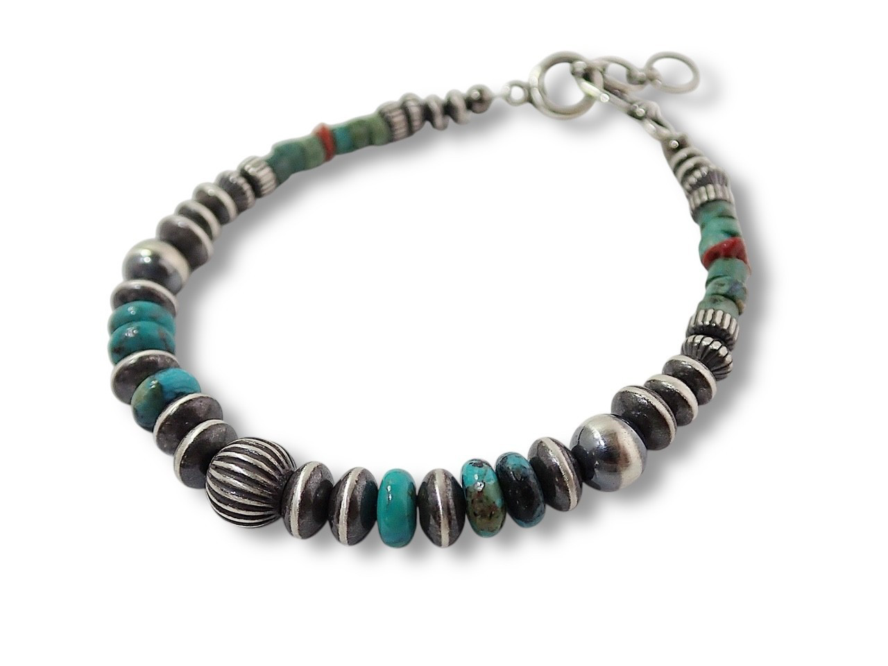 インディアンジュエリー ブレスレット ターコイズ コーラル シルバー925 kingmansleep-blace