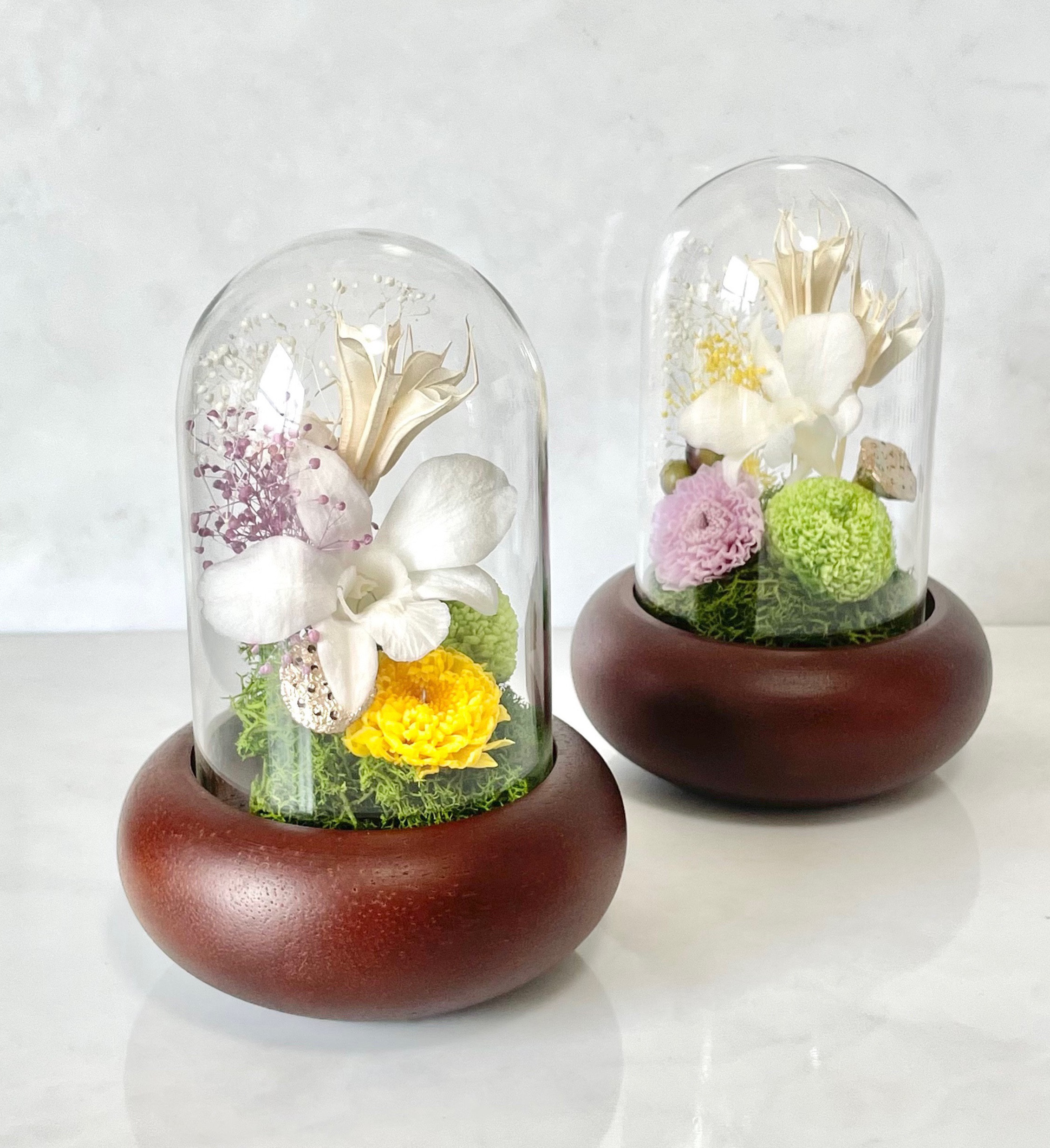 【ほのたろう】仏花★お供え★ガラスドーム★プリザーブドフラワー★2536 ガラスドーム型の仏花 プリザーブドフラワー お仏壇 納骨堂