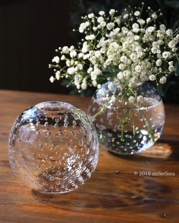 小さな泡の花器L」カスミソウ インテリア 透明感 ドット