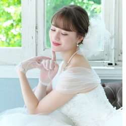 オーガンジーグローブ【ヴィクトリア】(OG-30)|花嫁 結婚式 挙式 レース 前撮り ウエディング 刺繍 ショート 4枚目の画像