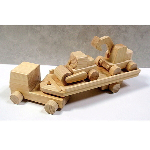 木のおもちゃ・はたらく車トレーラー3点セット/木製玩具