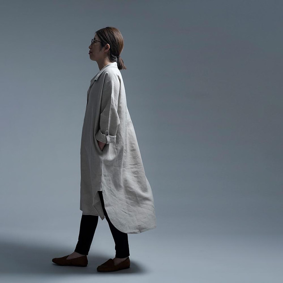 [wafu] Linen Dress layered style roll up / 亞麻本色 a085a-amn2 第5張的照片