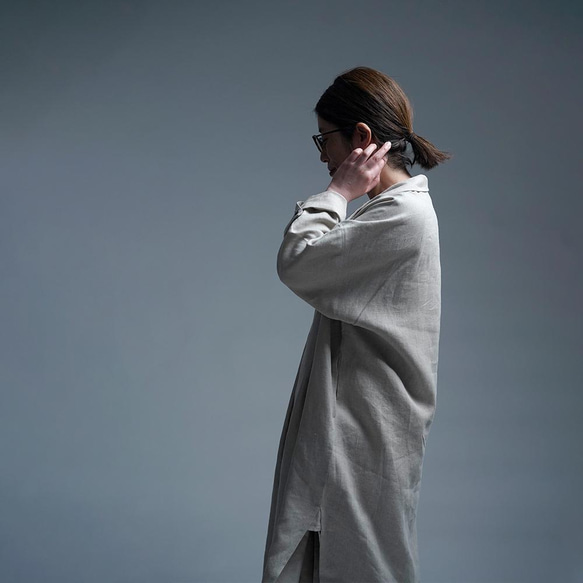 [wafu] Linen Dress layered style roll up / 亞麻本色 a085a-amn2 第3張的照片