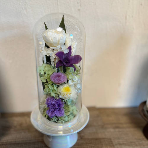 仏花プリザーブドフラワー　ガラスボトル入り　1対2基　匿名配送 仏花プリザーブドフラワー ガラスボトル入り1対2基 ①匿名配送