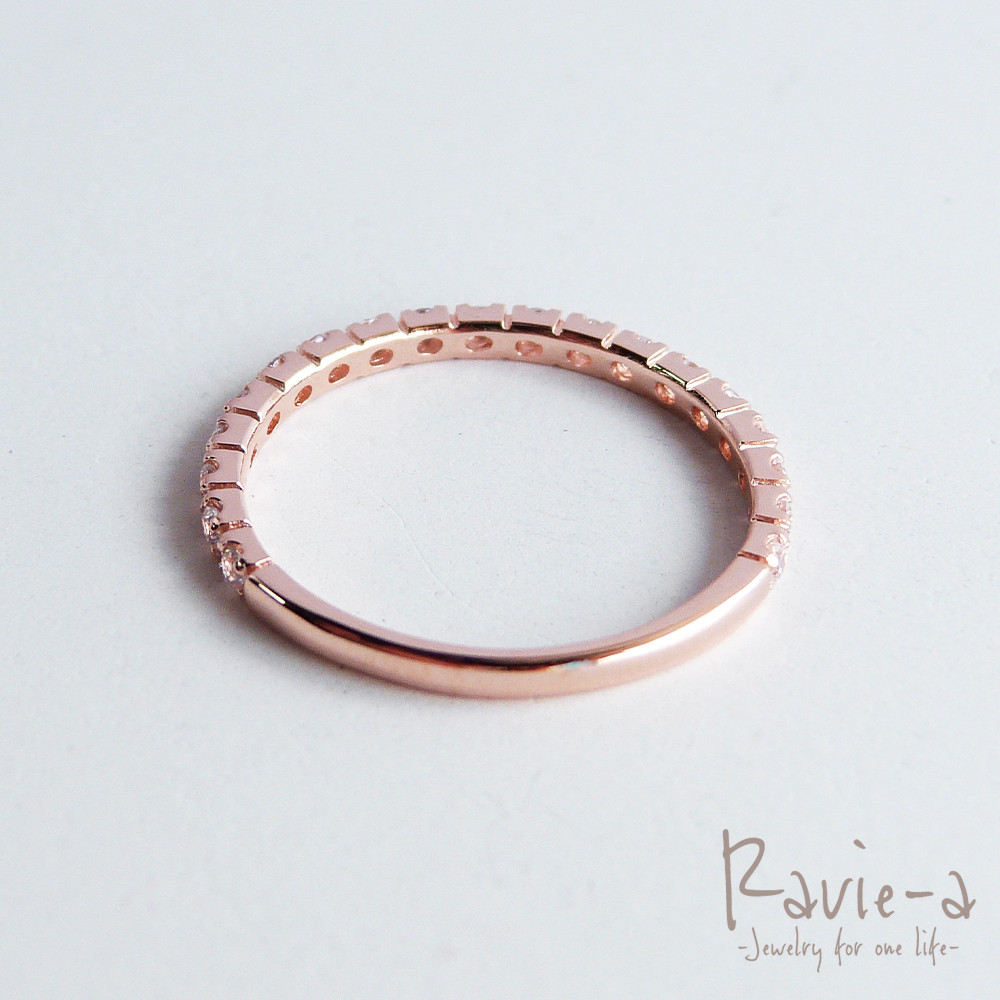 ピンキーリング エタニティリング 極細 シルバー925 プラチナ ピンクゴールド キュービックジルコニア 19石 シンプ