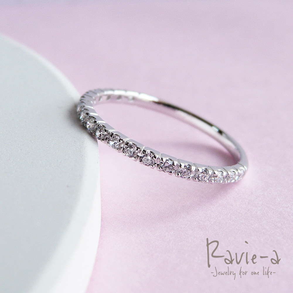 ピンキーリング エタニティリング 極細 シルバー925 プラチナ ピンクゴールド キュービックジルコニア 19石 シンプ