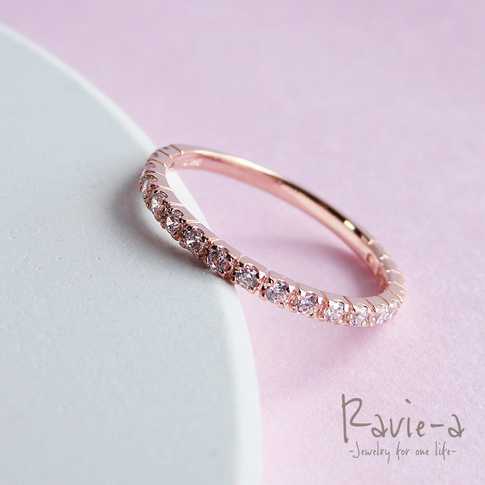 ピンキーリング エタニティリング 極細 シルバー925 プラチナ ピンクゴールド キュービックジルコニア 19石 シンプ