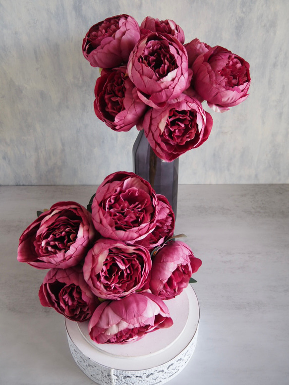 ボリューム満点！7輪咲き造花ピオニーブーケ【ホワイト】 7枚目の画像