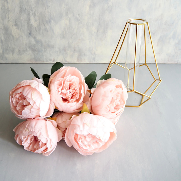 ボリューム満点！7輪咲きふんわりピオニーブーケ【ピンク】花器別売り 12枚目の画像