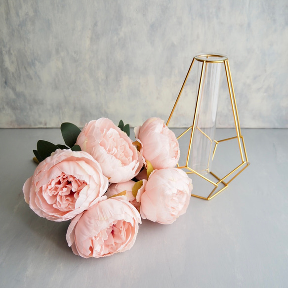 ボリューム満点！7輪咲きふんわりピオニーブーケ【ピンク】花器別売り 4枚目の画像