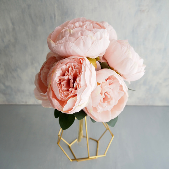 ボリューム満点！7輪咲きふんわりピオニーブーケ【ピンク】花器別売り 16枚目の画像