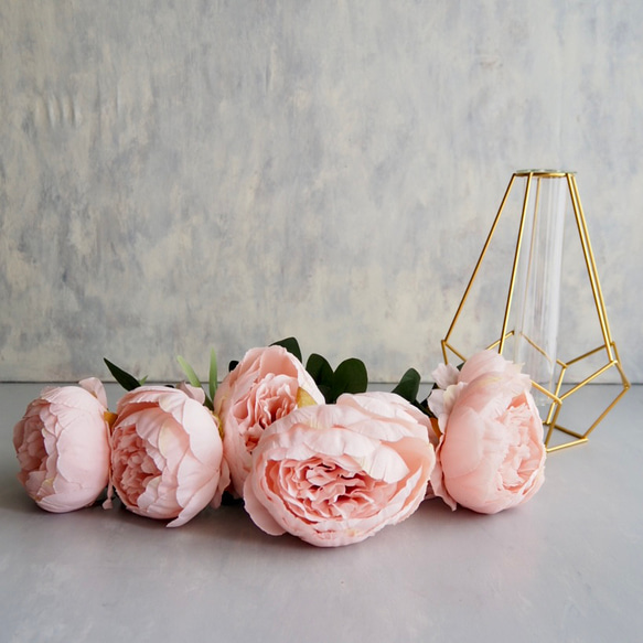 ボリューム満点！7輪咲きふんわりピオニーブーケ【ピンク】花器別売り 14枚目の画像