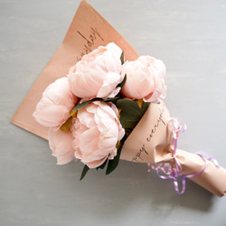 ボリューム満点！7輪咲きふんわりピオニーブーケ【ピンク】花器別売り 15枚目の画像