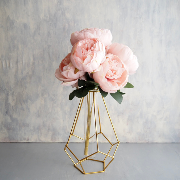 ボリューム満点！7輪咲きふんわりピオニーブーケ【ピンク】花器別売り 6枚目の画像