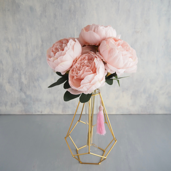 ボリューム満点！7輪咲きふんわりピオニーブーケ【ピンク】花器別売り 2枚目の画像