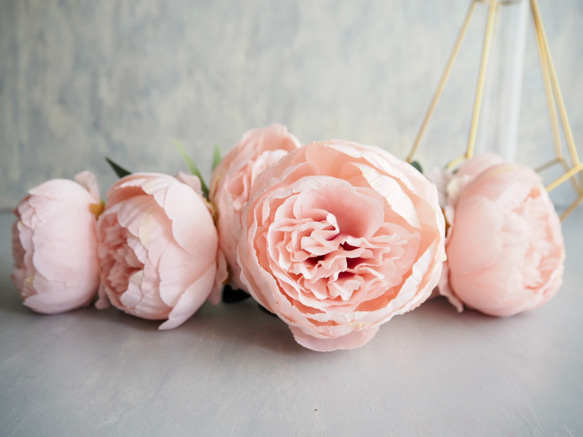 ボリューム満点！7輪咲きふんわりピオニーブーケ【ピンク】花器別売り 7枚目の画像