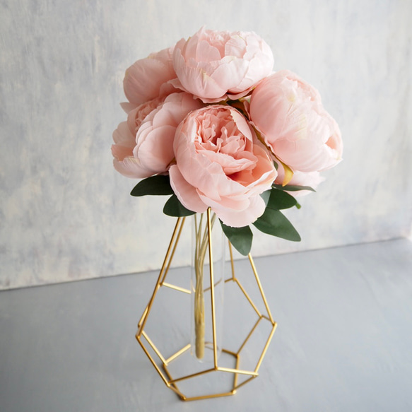 ボリューム満点！7輪咲きふんわりピオニーブーケ【ピンク】花器別売り 17枚目の画像