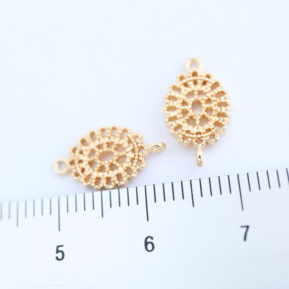 金アレ対応 真鍮製 オーバル 透かし コネクター パーツ 2個 1枚目の画像