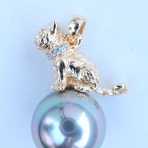 金アレ対応 真鍮製 猫 モチーフ ピアス パーツ 1ペア 金具