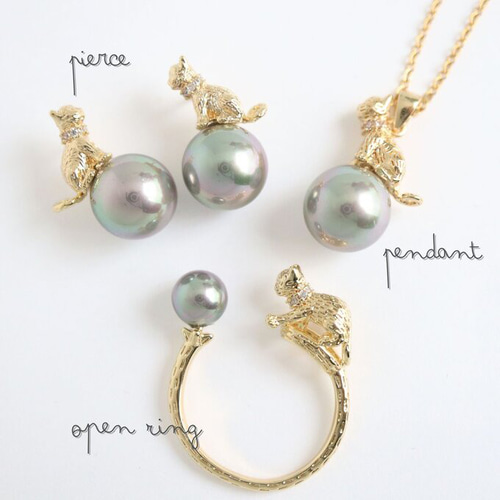 金アレ対応 真鍮製 猫 モチーフ ピアス パーツ 1ペア 金具・チェーン