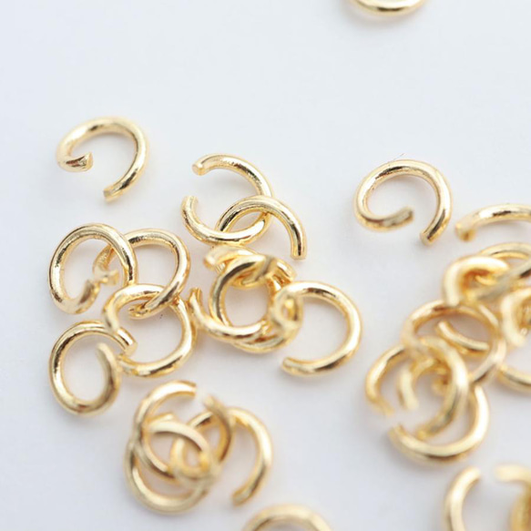14KGF 真鍮製 オープン 丸カン 0.9mm×φ5mm 30個 3枚目の画像