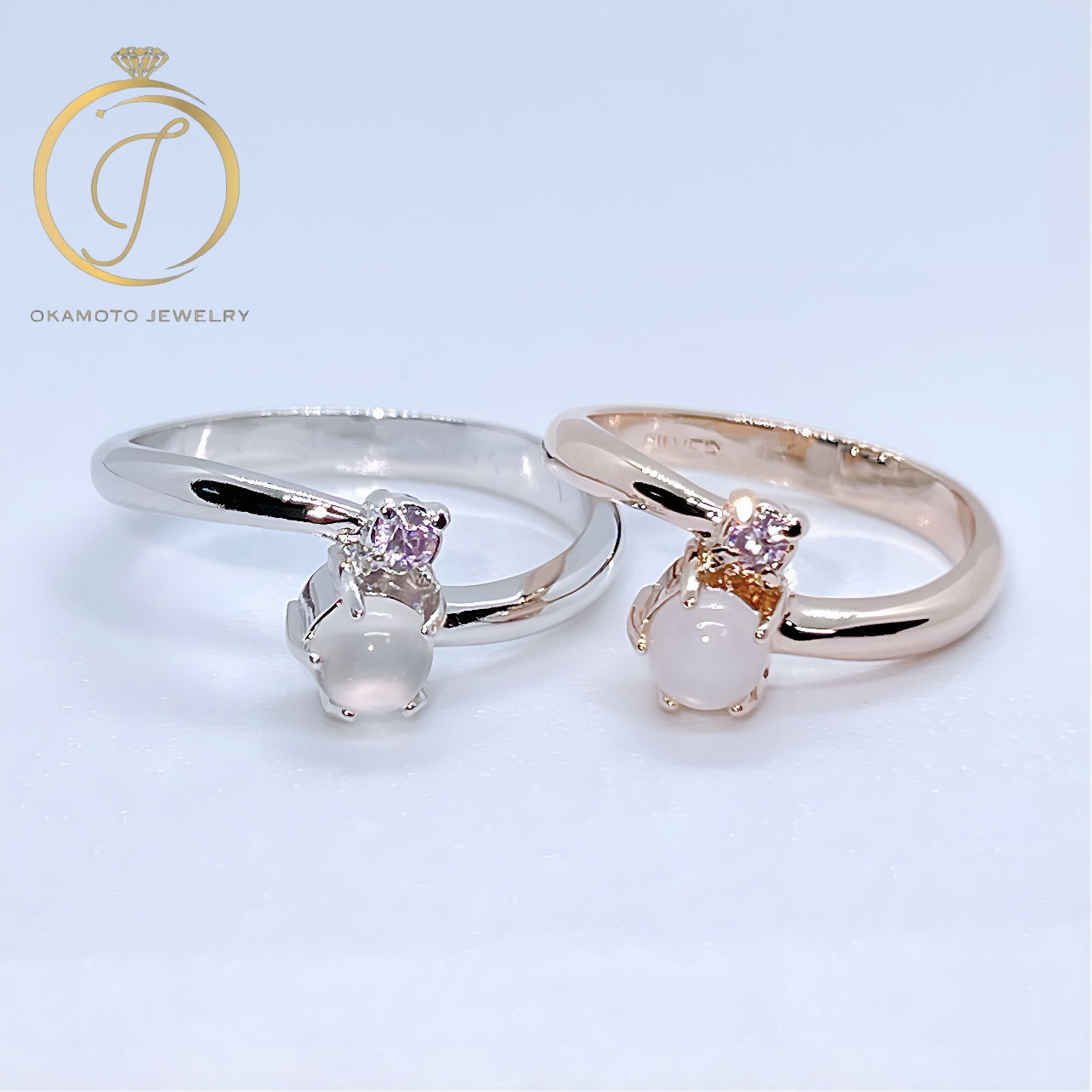 (天然石)MOONSTONE DIAMOND RING(ピンキーリング可)