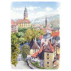 ポストカード ヨーロッパの風景￥250（他の絵と4枚セット売り1.000円） No.38  チェコ　モルダウ川 1枚目の画像