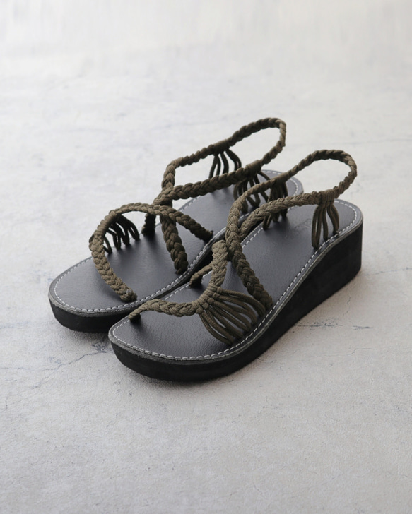 【Malapa Sandal】ナイロンストラップサンダル Risa HI カーキ 厚底 ビーサン スポサン 2枚目の画像